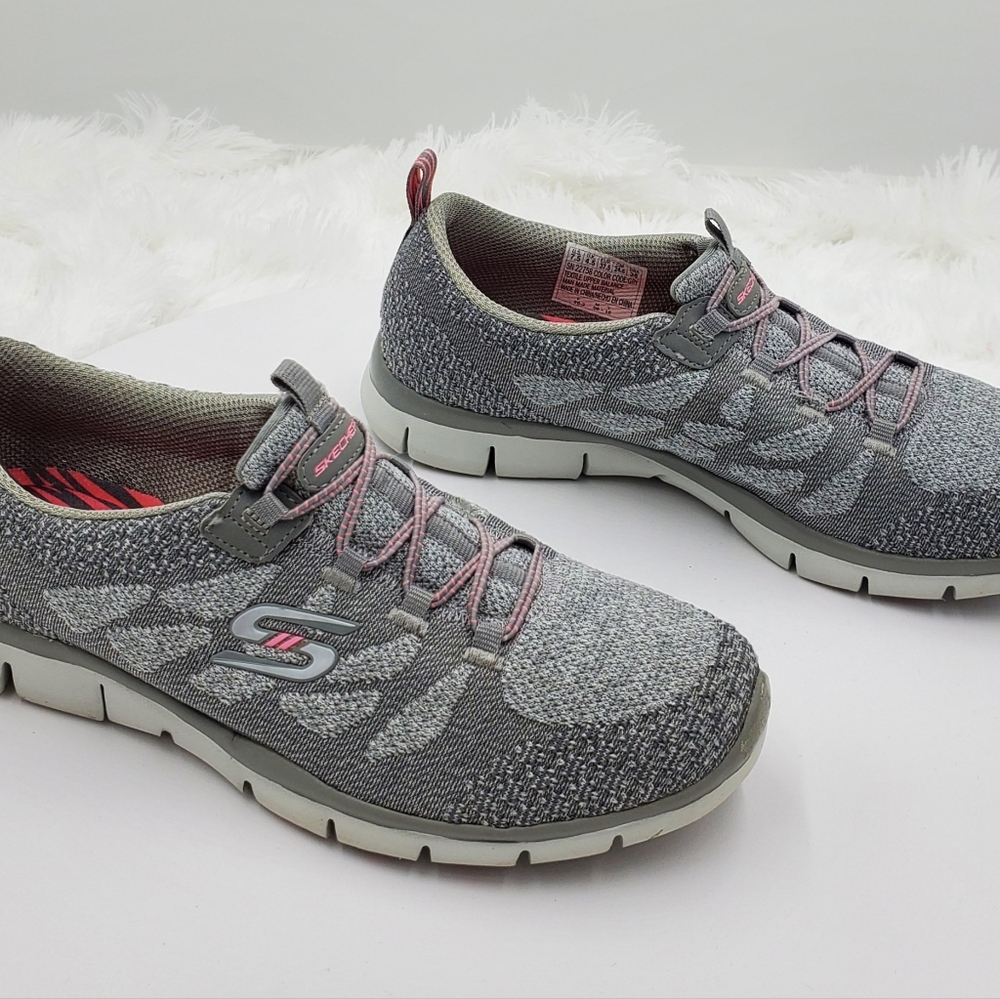 Skecher Women's Gray and Pink Athletic Memory Foam Air Cooled Shoes 7 1/2 Women - Picture 4 of 8